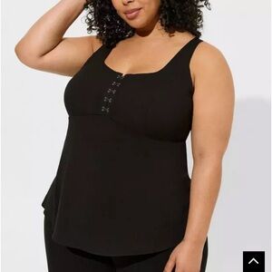 Torrid Fit Flare Rayon Slub Sleeveless Top Hook Eye Black Whimsygoth Gothic 0X